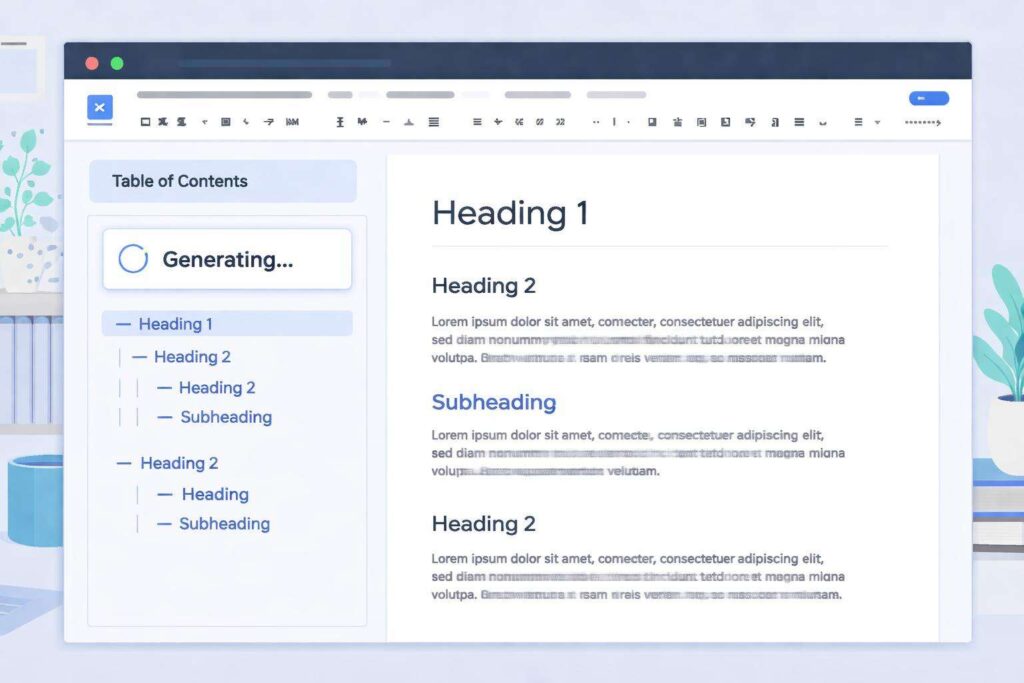 Generating automatic toc illustrated blue 16